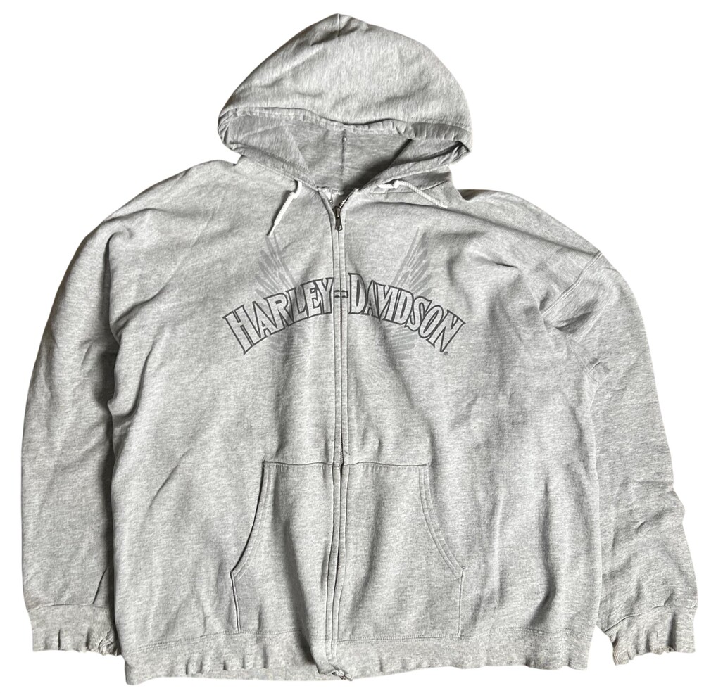 Harley-Davidson Sweater Mens XL Gray Pullover Hooded Graphic Heavyweight